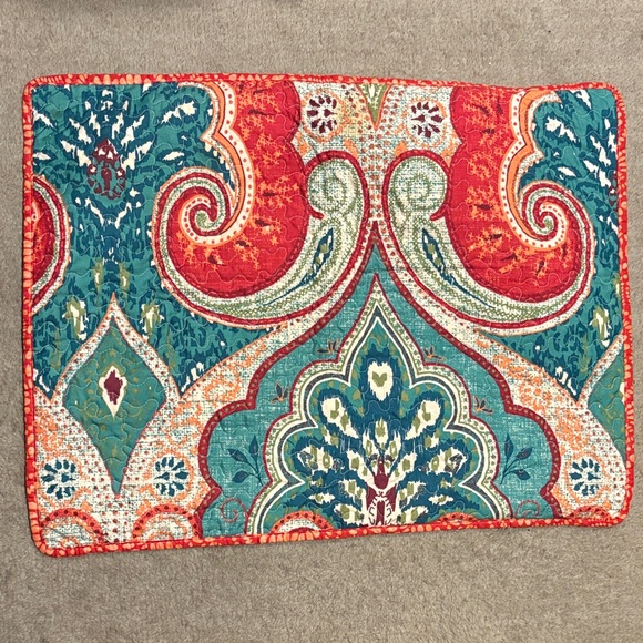 Victoria Classics Other - Reversible quilted pillow sham with a teal, red, and orange paisley print